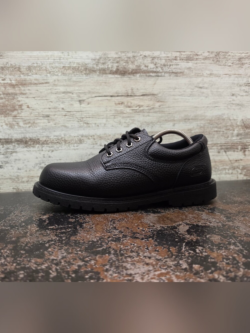 Skechers Cottonwood Jaken Slip Resistant Oxford Shoes Sz 9 77509BJ BLK